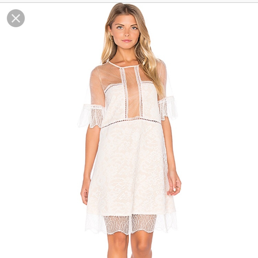 Kendall + Kylie White Lace Babydoll Dress
